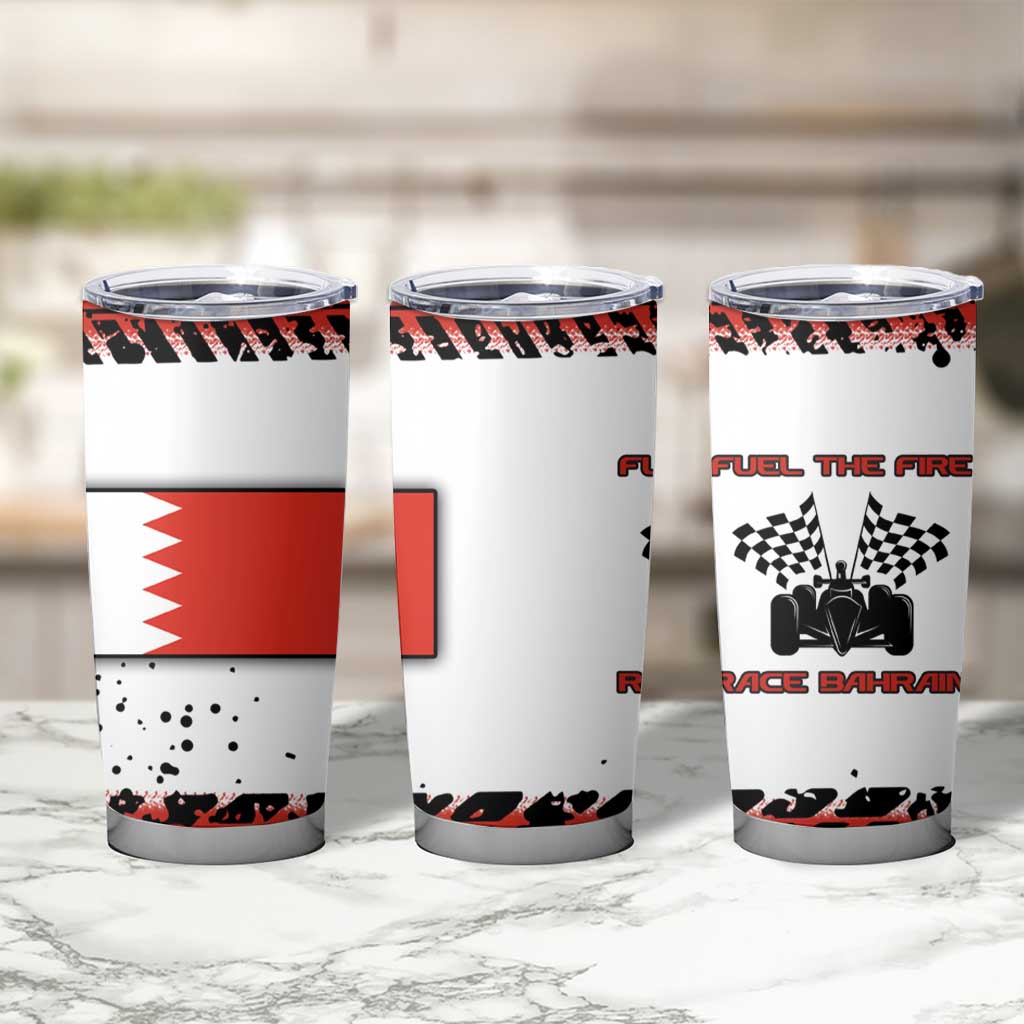Formula 1 Inspired Bahrain Race Tumbler Cup with Checkered Flag Print