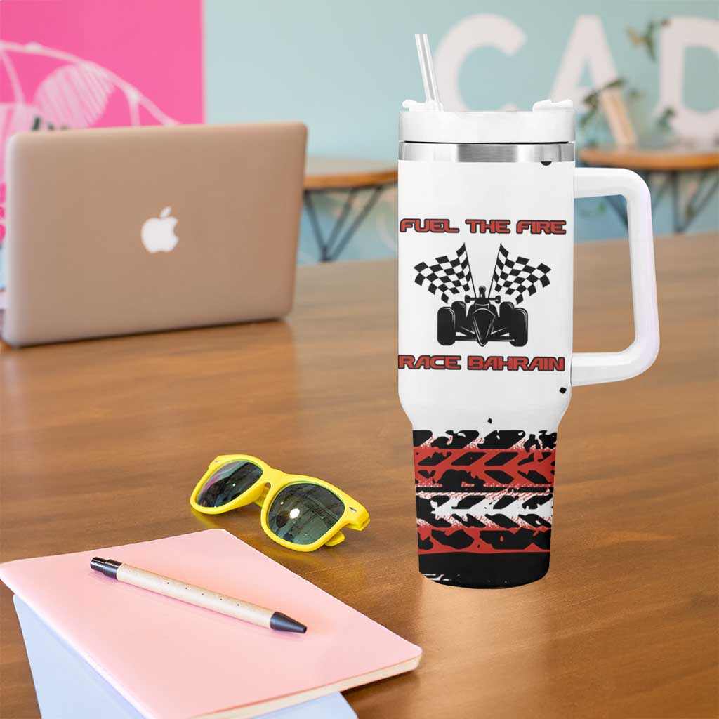 Formula 1 Inspired Bahrain Race Tumbler With Handle with Checkered Flag Print