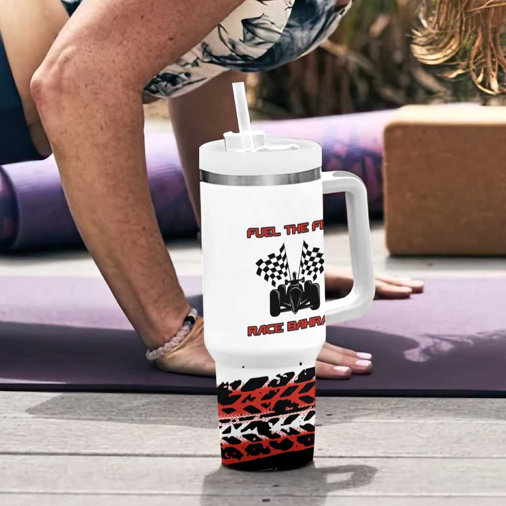 Formula 1 Inspired Bahrain Race Tumbler With Handle with Checkered Flag Print