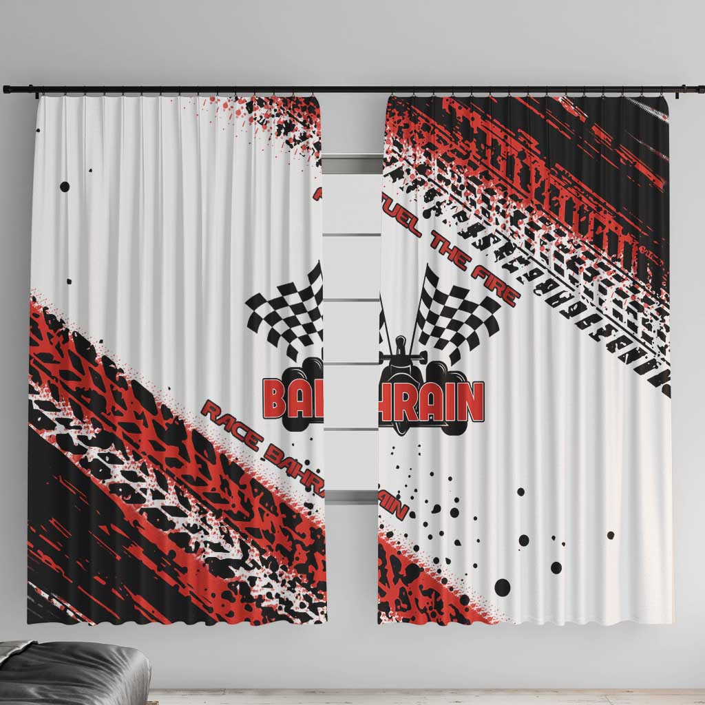 Formula 1 Inspired Bahrain Race Window Curtain with Checkered Flag Print