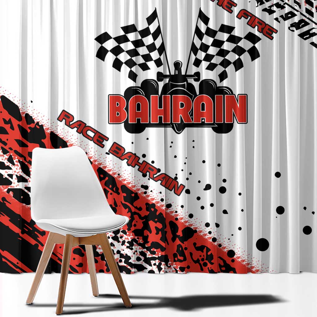Formula 1 Inspired Bahrain Race Window Curtain with Checkered Flag Print