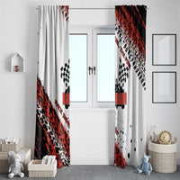 Formula 1 Inspired Bahrain Race Window Curtain with Checkered Flag Print