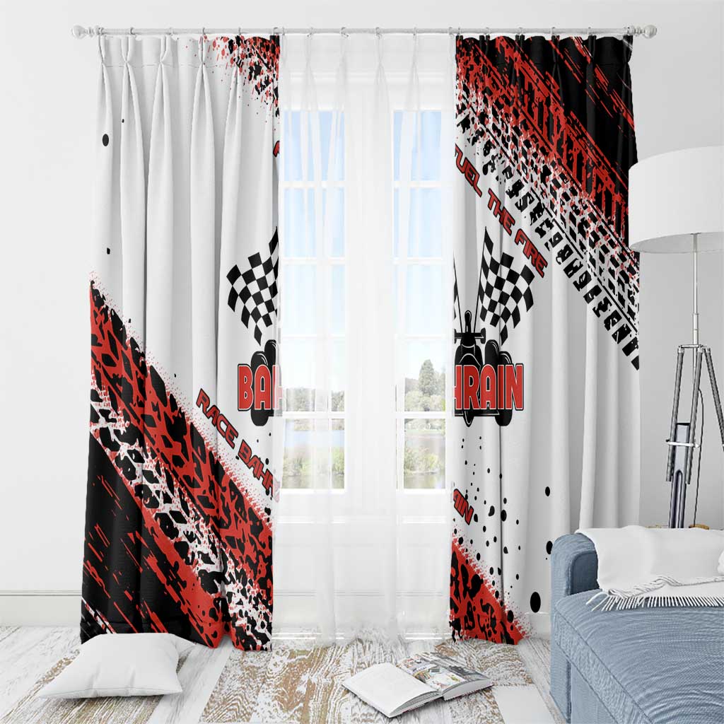 Formula 1 Inspired Bahrain Race Window Curtain with Checkered Flag Print