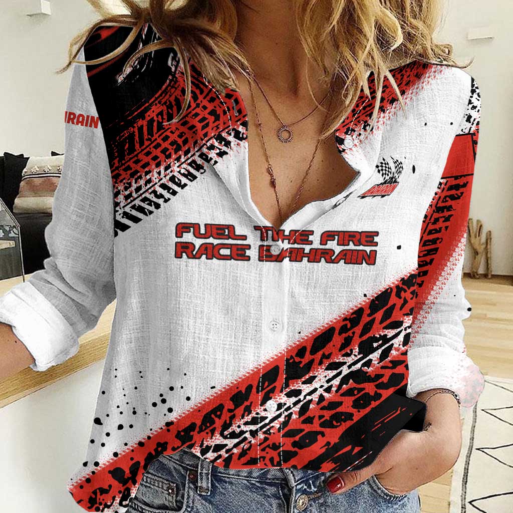 Formula 1 Inspired Bahrain Race Women Casual Shirt with Checkered Flag Print