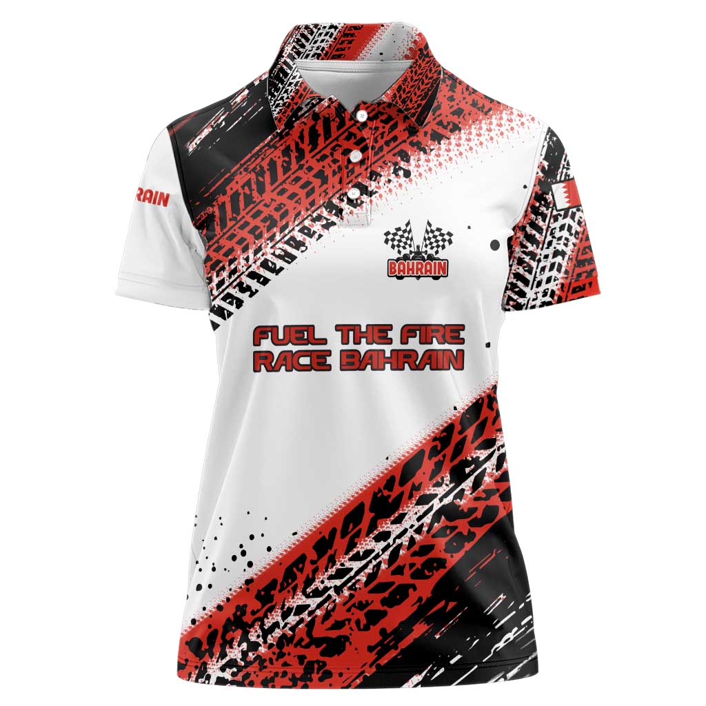 Formula 1 Inspired Bahrain Race Women Polo Shirt with Checkered Flag Print