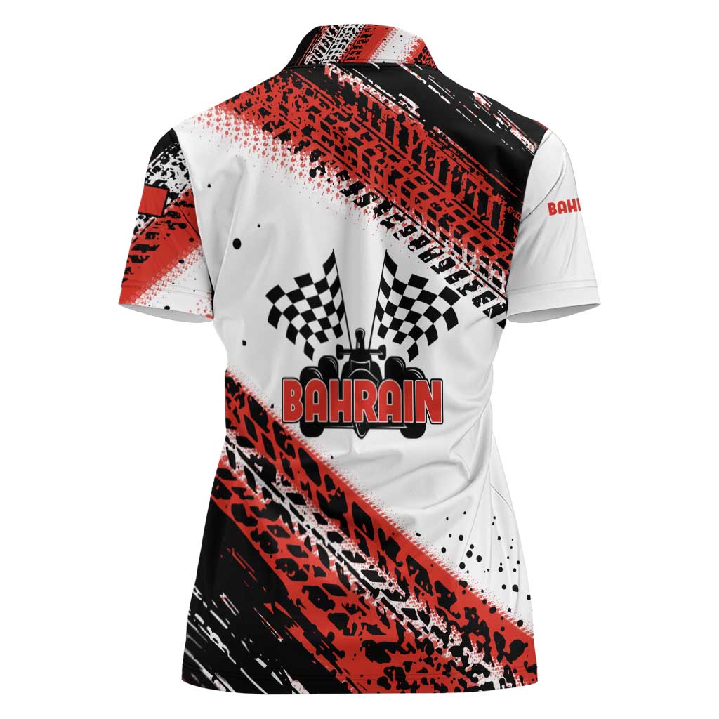 Formula 1 Inspired Bahrain Race Women Polo Shirt with Checkered Flag Print