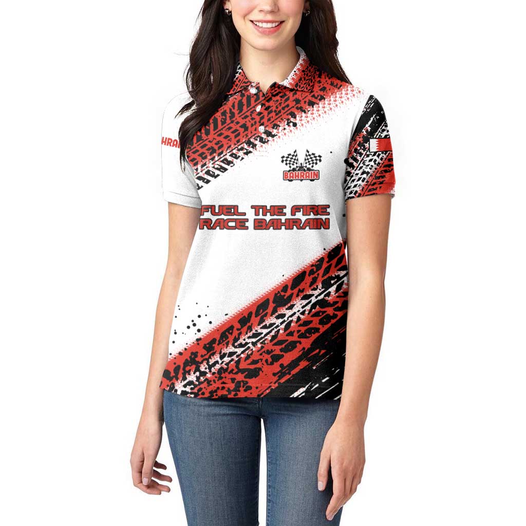 Formula 1 Inspired Bahrain Race Women Polo Shirt with Checkered Flag Print
