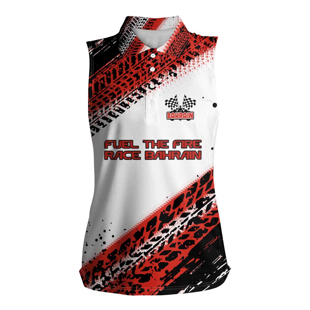 Formula 1 Inspired Bahrain Race Women Sleeveless Polo Shirt with Checkered Flag Print