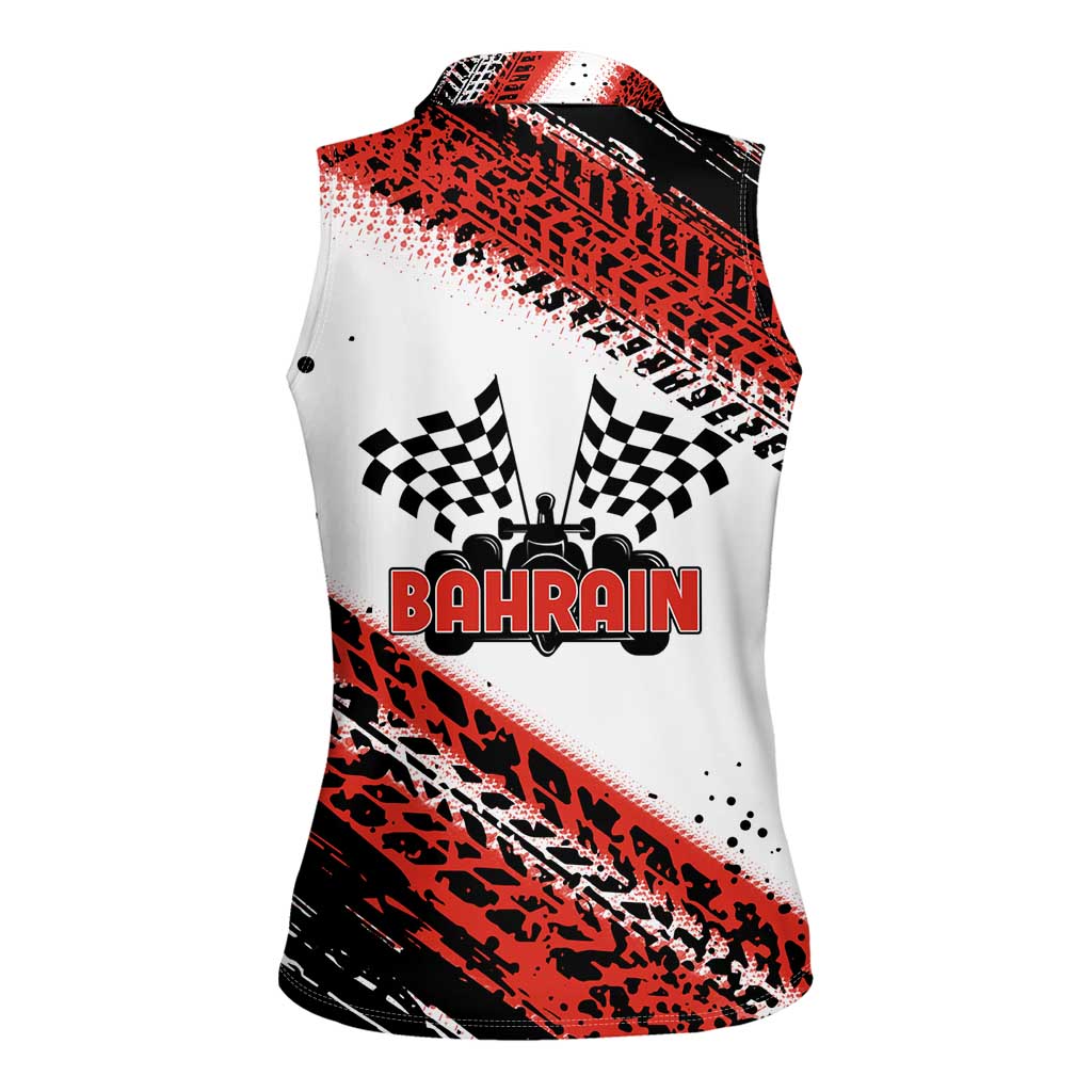 Formula 1 Inspired Bahrain Race Women Sleeveless Polo Shirt with Checkered Flag Print