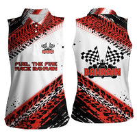 Formula 1 Inspired Bahrain Race Women Sleeveless Polo Shirt with Checkered Flag Print