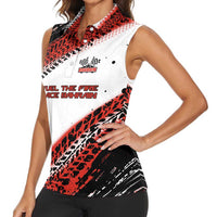 Formula 1 Inspired Bahrain Race Women Sleeveless Polo Shirt with Checkered Flag Print
