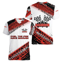 Formula 1 Inspired Bahrain Race Women V-Neck T-Shirt with Checkered Flag Print