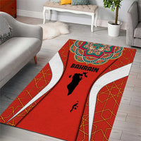 Bahrain Mandala Pattern Area Rug with National Map and Arabic Geometric Design