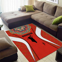 Bahrain Mandala Pattern Area Rug with National Map and Arabic Geometric Design