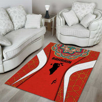 Bahrain Mandala Pattern Area Rug with National Map and Arabic Geometric Design