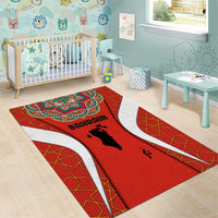 Bahrain Mandala Pattern Area Rug with National Map and Arabic Geometric Design