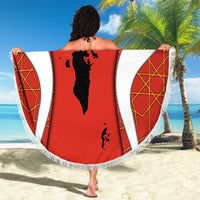 Bahrain Mandala Pattern Beach Blanket with National Map and Arabic Geometric Design