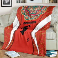 Bahrain Mandala Pattern Blanket with National Map and Arabic Geometric Design