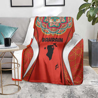 Bahrain Mandala Pattern Blanket with National Map and Arabic Geometric Design