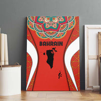 Bahrain Mandala Pattern Canvas Wall Art with National Map and Arabic Geometric Design