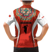 Bahrain Mandala Pattern Family Matching Mermaid Dress and Hawaiian Shirt with National Map and Arabic Geometric Design