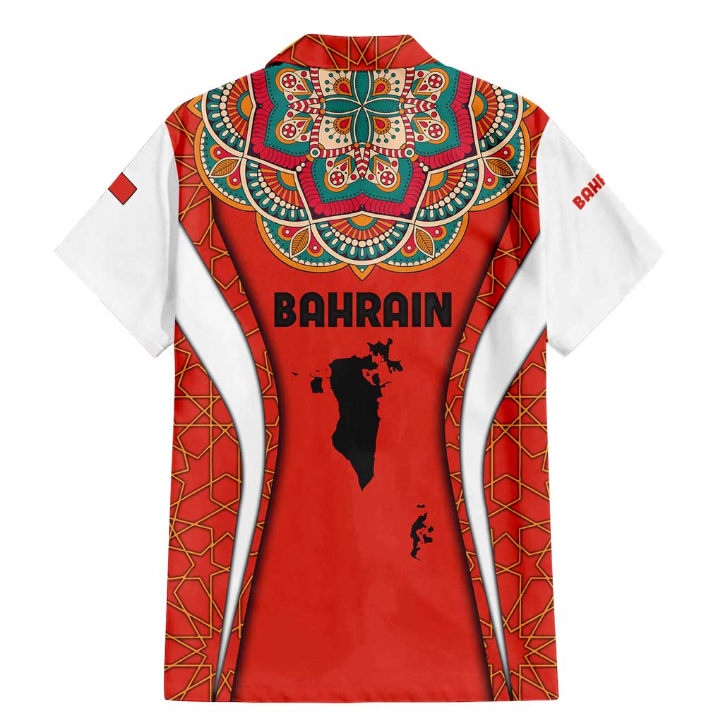 Bahrain Mandala Pattern Family Matching Mermaid Dress and Hawaiian Shirt with National Map and Arabic Geometric Design