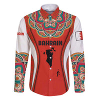 Bahrain Mandala Pattern Family Matching Puletasi and Hawaiian Shirt with National Map and Arabic Geometric Design