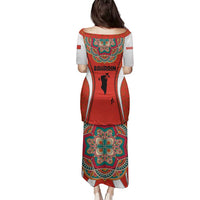 Bahrain Mandala Pattern Family Matching Puletasi and Hawaiian Shirt with National Map and Arabic Geometric Design