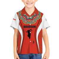 Bahrain Mandala Pattern Family Matching Puletasi and Hawaiian Shirt with National Map and Arabic Geometric Design