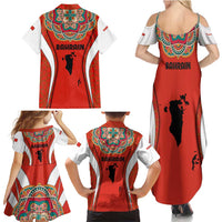 Bahrain Mandala Pattern Family Matching Summer Maxi Dress and Hawaiian Shirt with National Map and Arabic Geometric Design