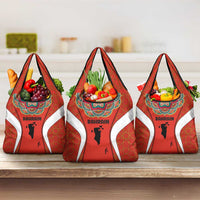 Bahrain Mandala Pattern Grocery Bag with National Map and Arabic Geometric Design