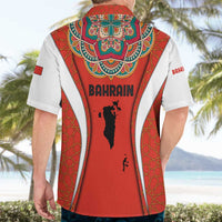 Bahrain Mandala Pattern Hawaiian Shirt with National Map and Arabic Geometric Design