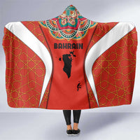 Bahrain Mandala Pattern Hooded Blanket with National Map and Arabic Geometric Design