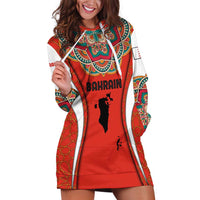 Bahrain Mandala Pattern Hoodie Dress with National Map and Arabic Geometric Design