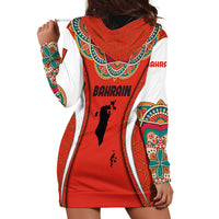 Bahrain Mandala Pattern Hoodie Dress with National Map and Arabic Geometric Design