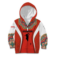 Bahrain Mandala Pattern Kid Hoodie with National Map and Arabic Geometric Design