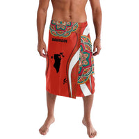 Bahrain Mandala Pattern Lavalava with National Map and Arabic Geometric Design