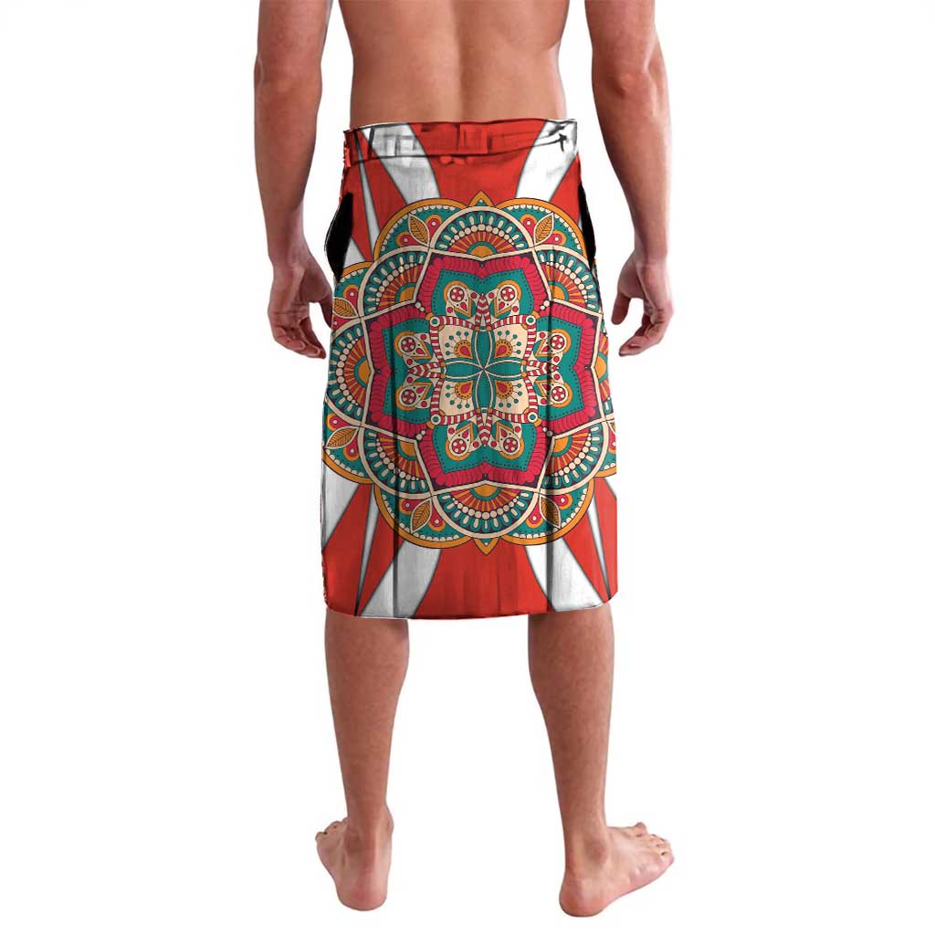 Bahrain Mandala Pattern Lavalava with National Map and Arabic Geometric Design