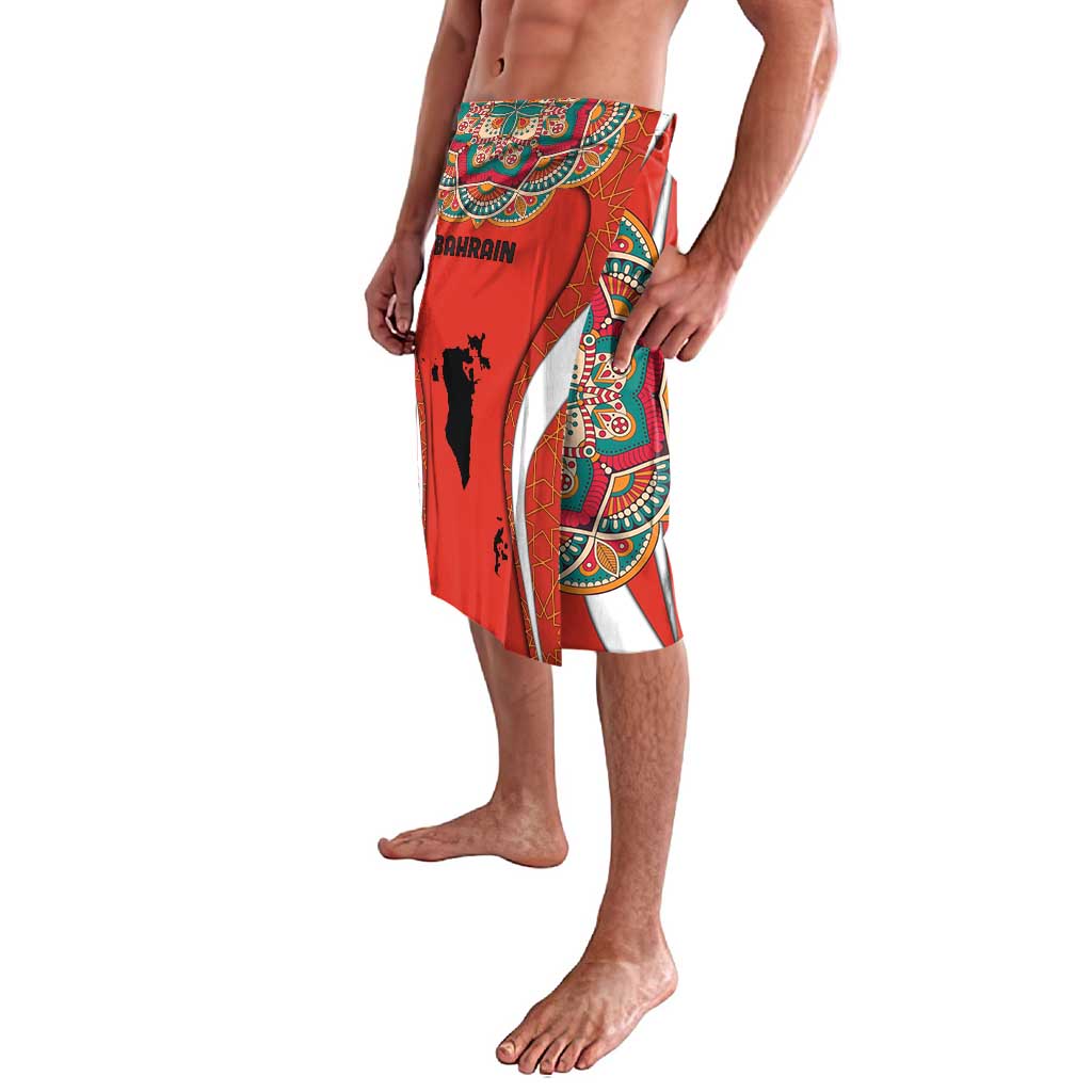 Bahrain Mandala Pattern Lavalava with National Map and Arabic Geometric Design