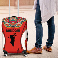 Bahrain Mandala Pattern Luggage Cover with National Map and Arabic Geometric Design