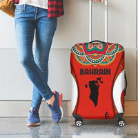 Bahrain Mandala Pattern Luggage Cover with National Map and Arabic Geometric Design