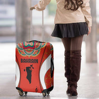 Bahrain Mandala Pattern Luggage Cover with National Map and Arabic Geometric Design
