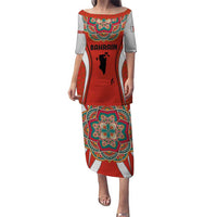 Bahrain Mandala Pattern Puletasi with National Map and Arabic Geometric Design