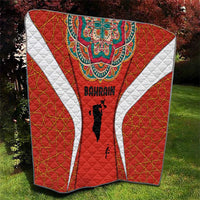 Bahrain Mandala Pattern Quilt with National Map and Arabic Geometric Design