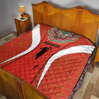 Bahrain Mandala Pattern Quilt with National Map and Arabic Geometric Design