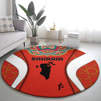Bahrain Mandala Pattern Round Carpet with National Map and Arabic Geometric Design