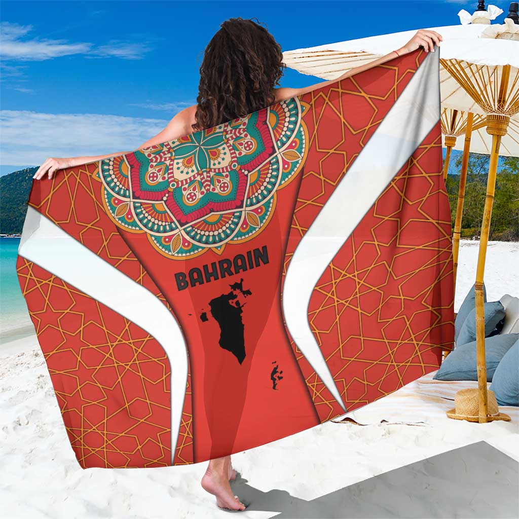 Bahrain Mandala Pattern Sarong with National Map and Arabic Geometric Design