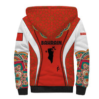 Bahrain Mandala Pattern Sherpa Hoodie with National Map and Arabic Geometric Design