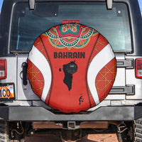 Bahrain Mandala Pattern Spare Tire Cover with National Map and Arabic Geometric Design