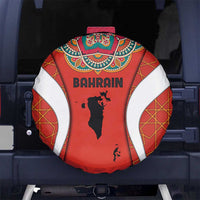 Bahrain Mandala Pattern Spare Tire Cover with National Map and Arabic Geometric Design